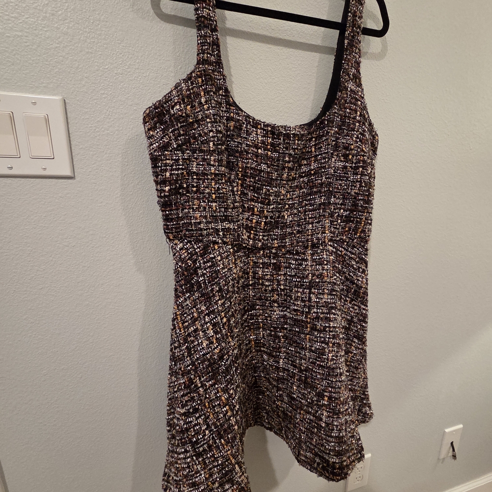 Eloquii Tweed Mini Dress in Black and Brown